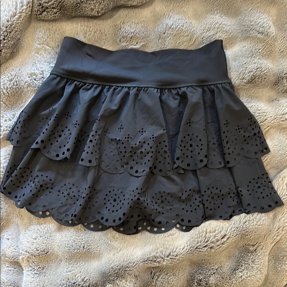 Offline by Aerie Tiered Eyelet Black Tennis Skirt Skort